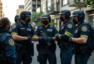 Law enforcement officers in action during Operation Fins Up against human trafficking