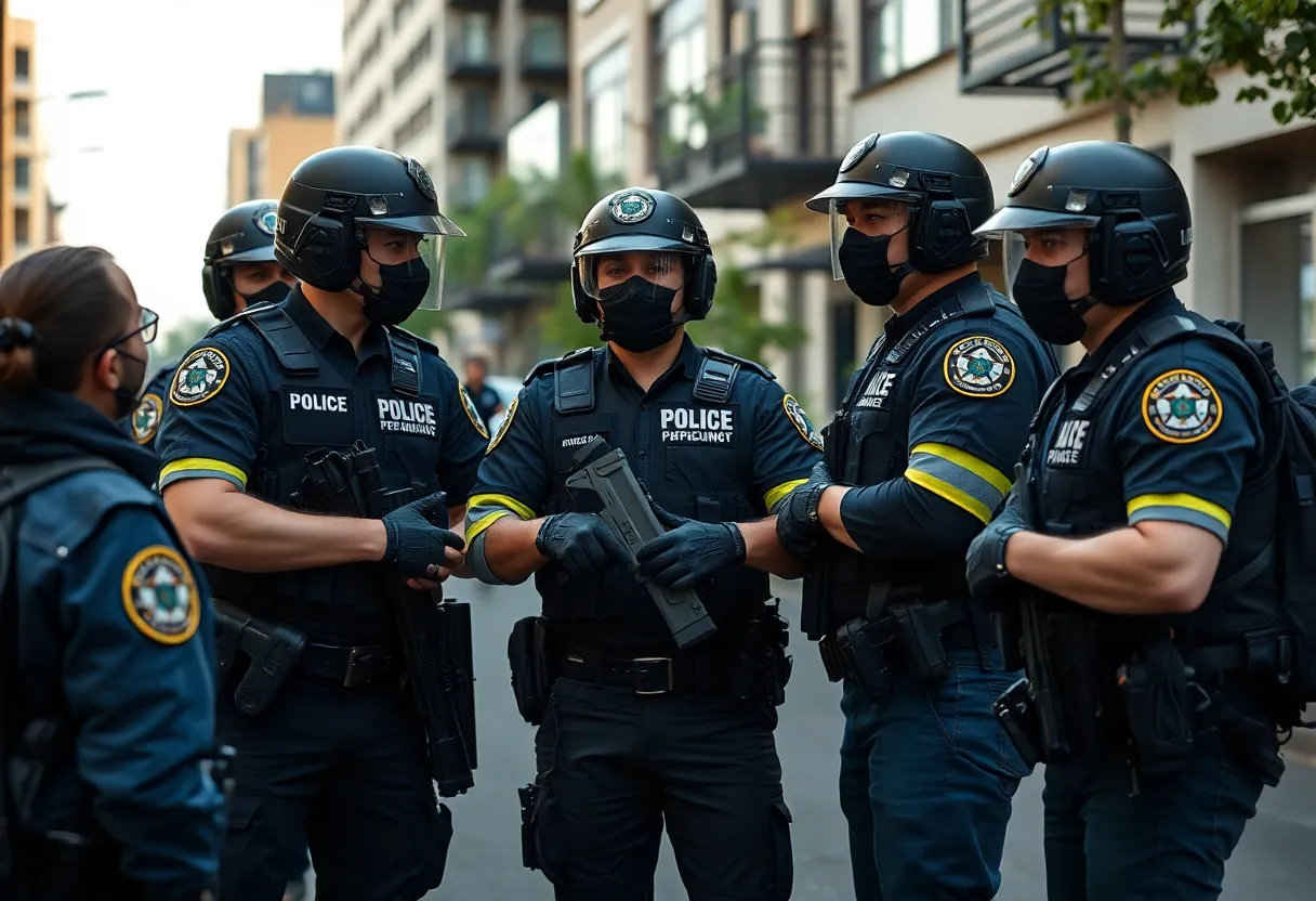 Law enforcement officers in action during Operation Fins Up against human trafficking