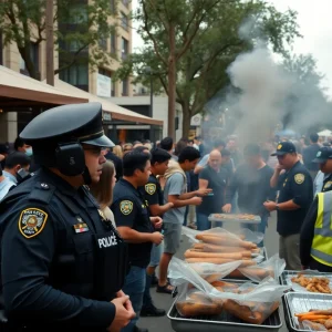 Police managing chaos at a barbecue event in Oxford