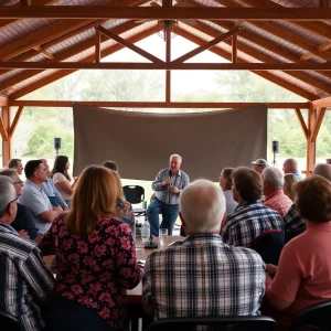 Gathering of fans and colleagues celebrating Rick Mize's retirement in Oxford, MS.