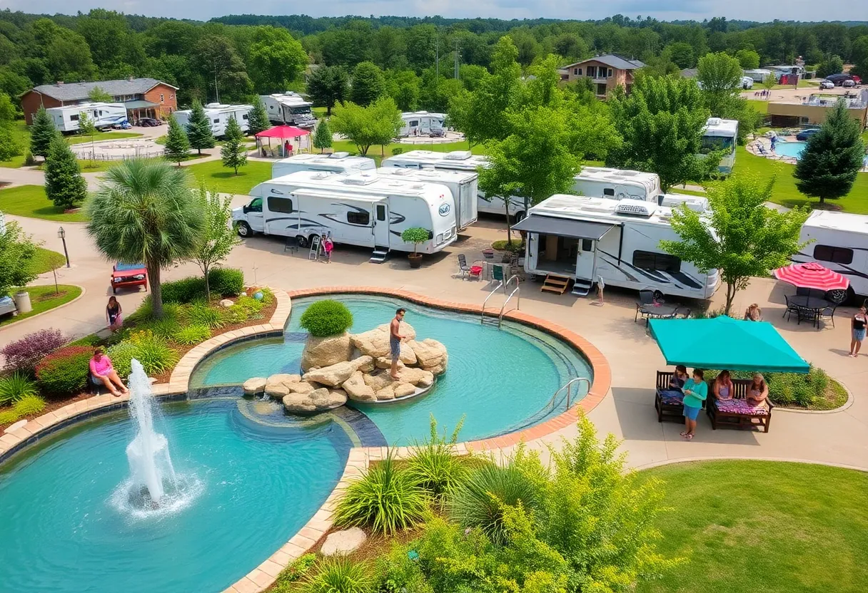 Family enjoying activities at Roundabout Oxford Luxury RV Park