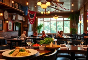 A colorful display of Southern cuisine at a local restaurant