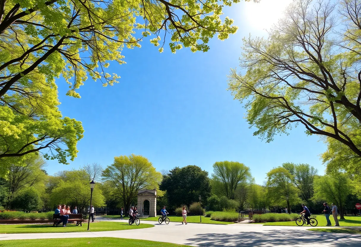 People enjoying a sunny day in Memphis park