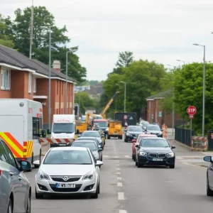 Traffic congestion near Europa School during roadworks