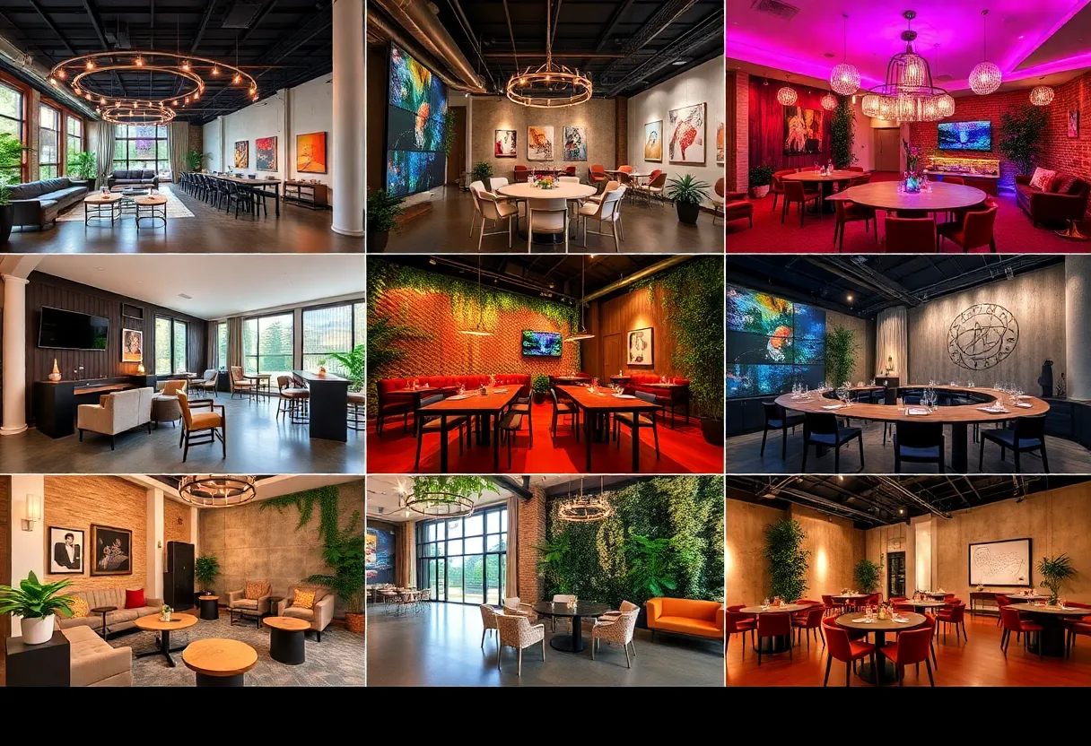A variety of unique event spaces available for hourly rentals in Atlanta.
