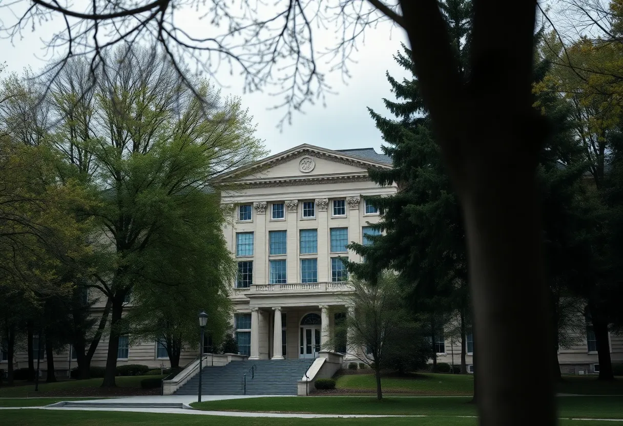 Administrative office building on a university campus