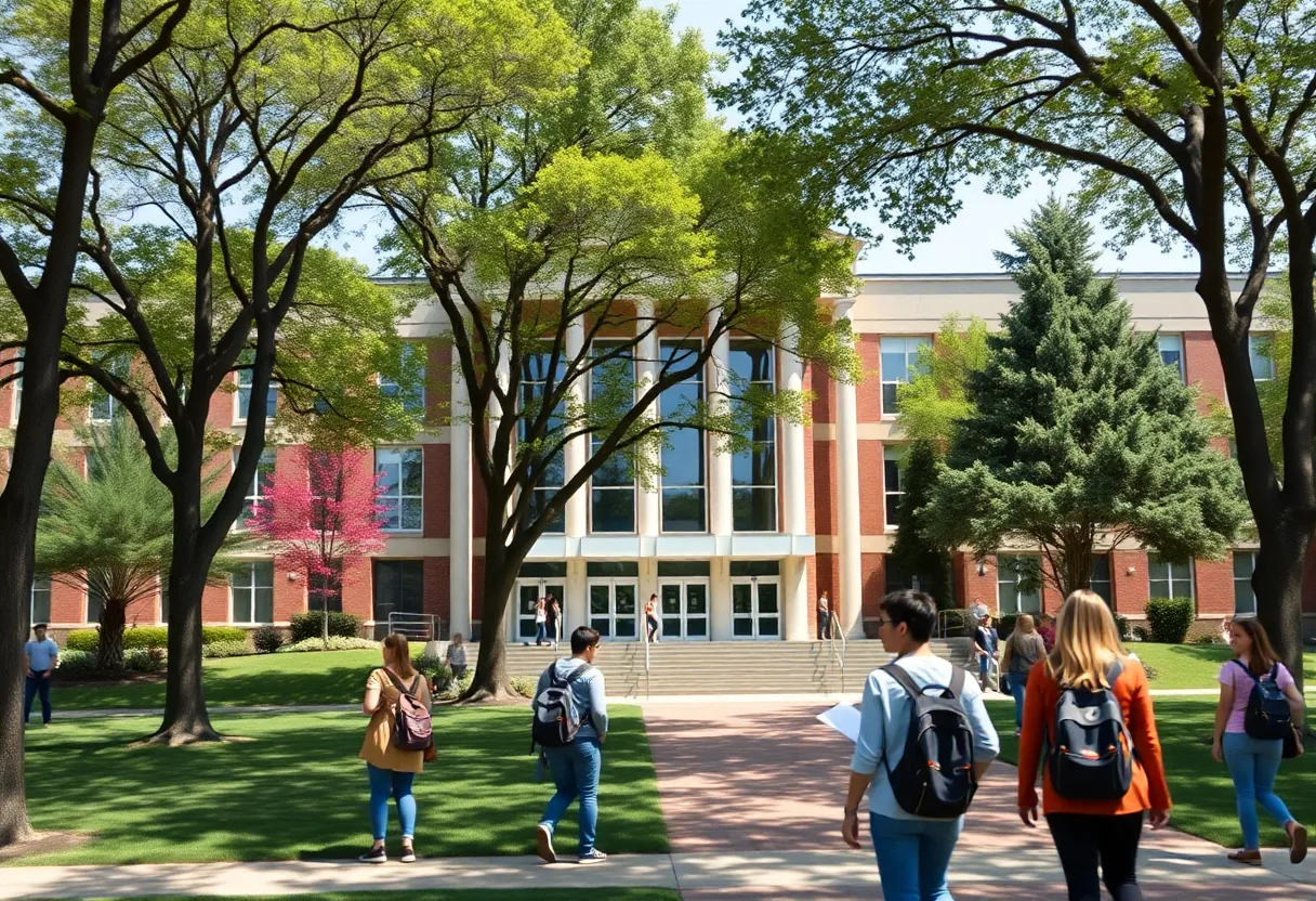 Students walking on the University of Mississippi campus