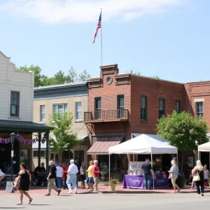 Scene of a vibrant small town in Mississippi