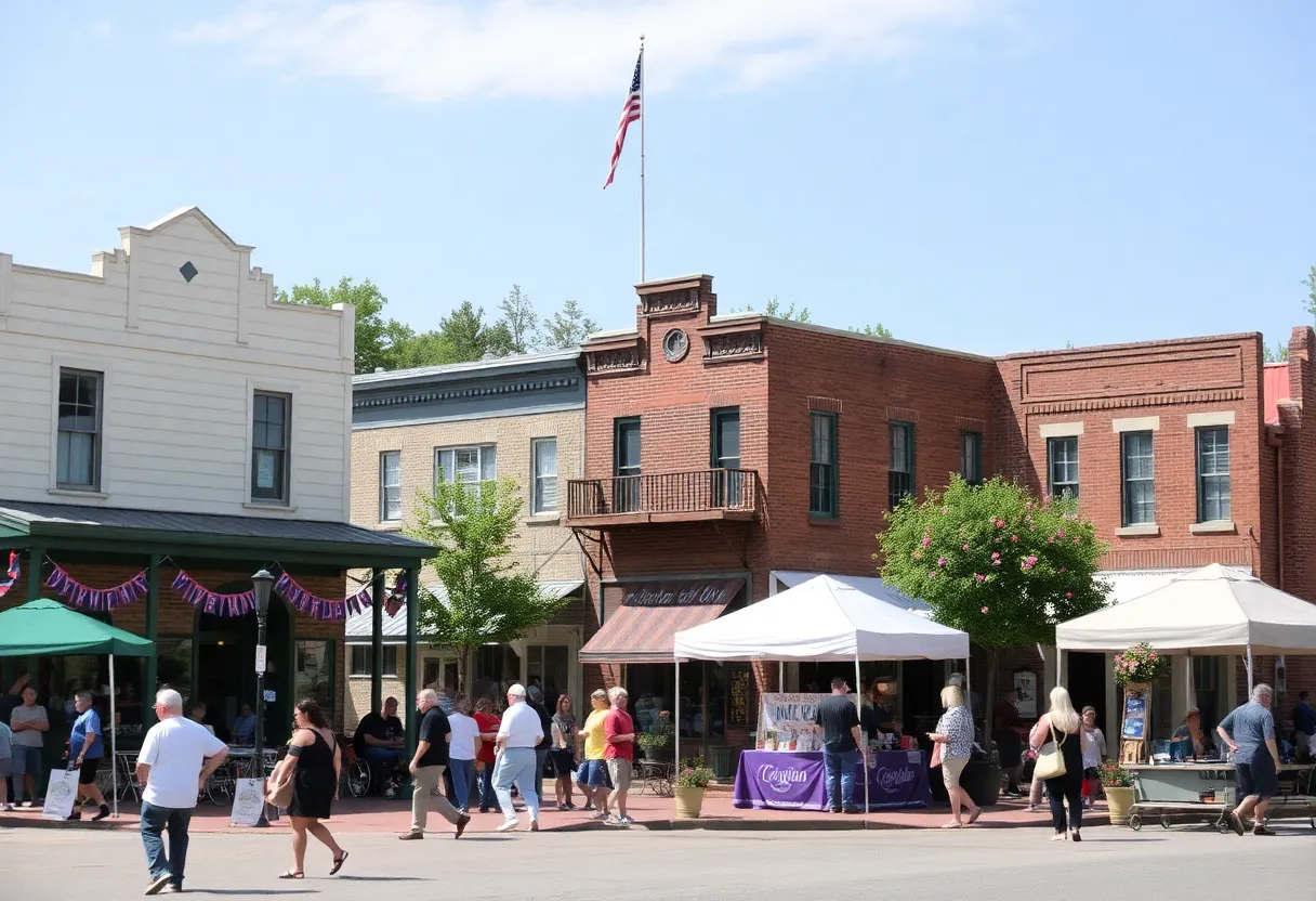 Scene of a vibrant small town in Mississippi