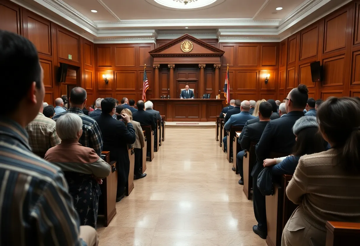 Courthouse building representing judicial proceedings