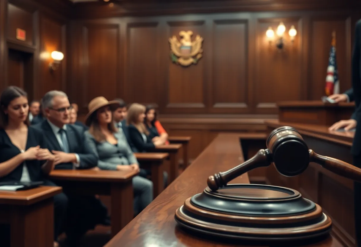 Courtroom scene from the Jay Lee murder trial with jurors and judge