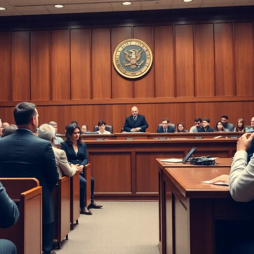 Jury selection in a courtroom for a murder case