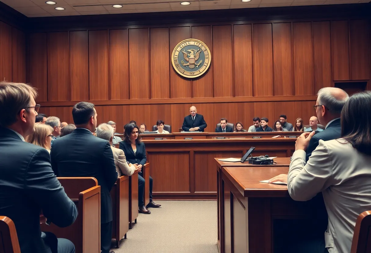 Jury selection in a courtroom for a murder case