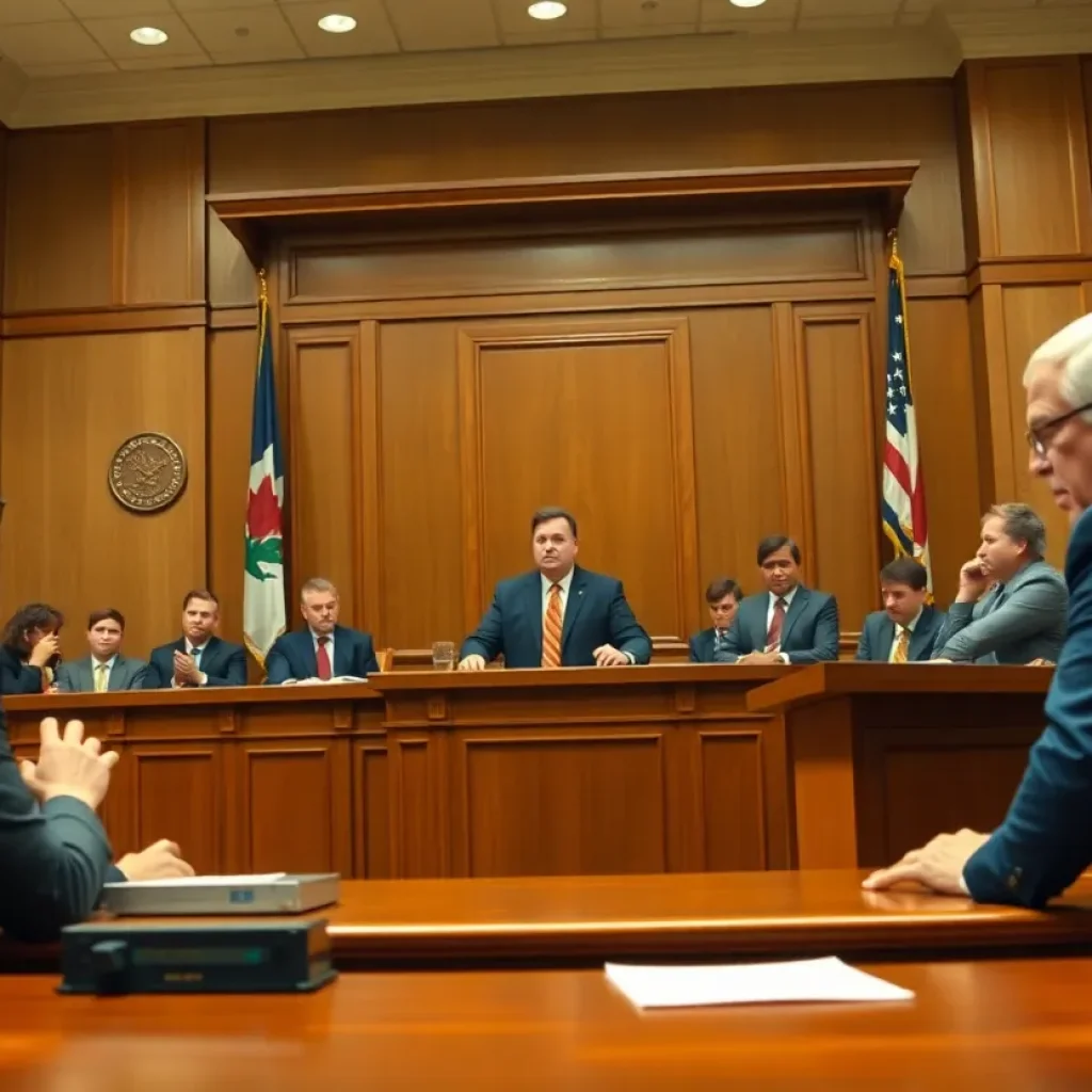 Courtroom scene representing justice in a sexual battery case.