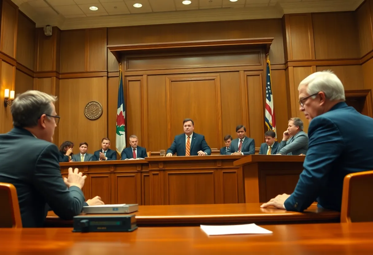 Courtroom scene representing justice in a sexual battery case.