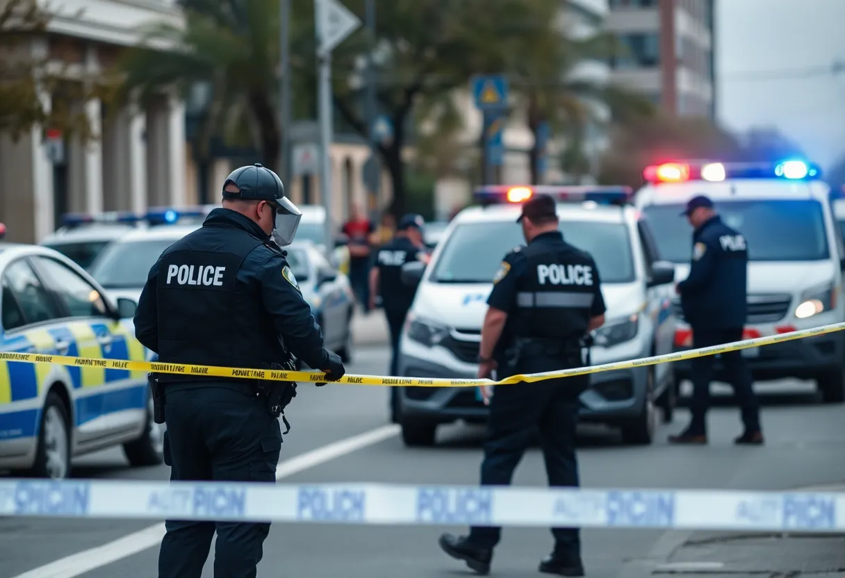 Police investigation scene in Oxford, Mississippi