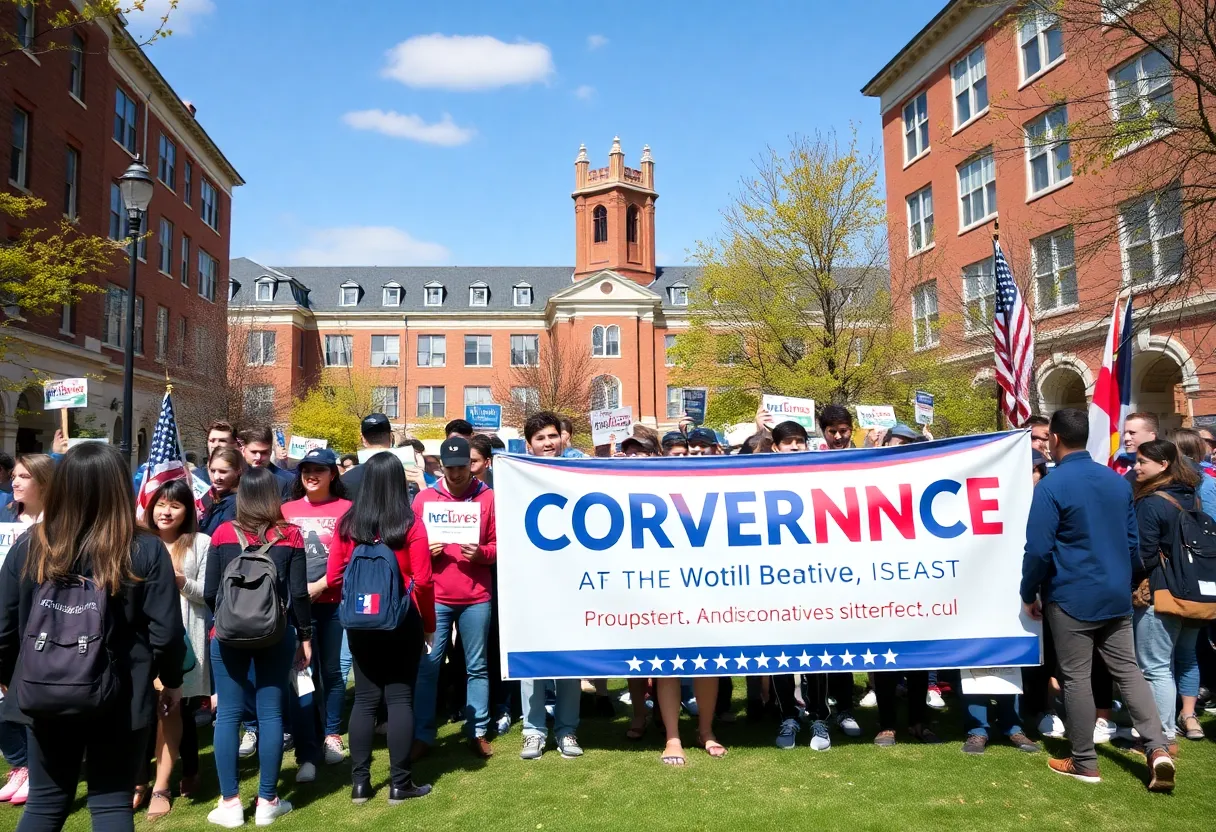 Students attending the JD Vance speaking event at the University of Mississippi