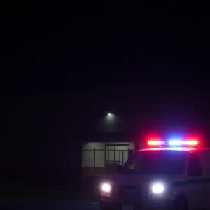 Exterior view of Lafayette County Detention Center at night