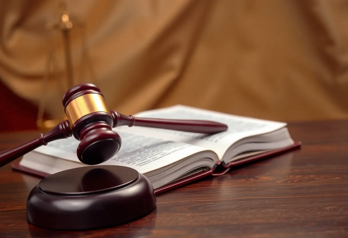 Gavel and law book representing a legal case