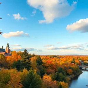 Vibrant autumn colors in Mississippi with trees displaying fall foliage