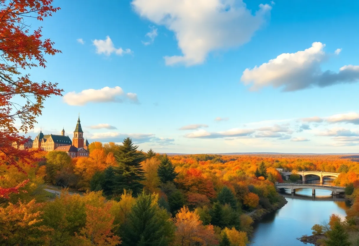 Vibrant autumn colors in Mississippi with trees displaying fall foliage