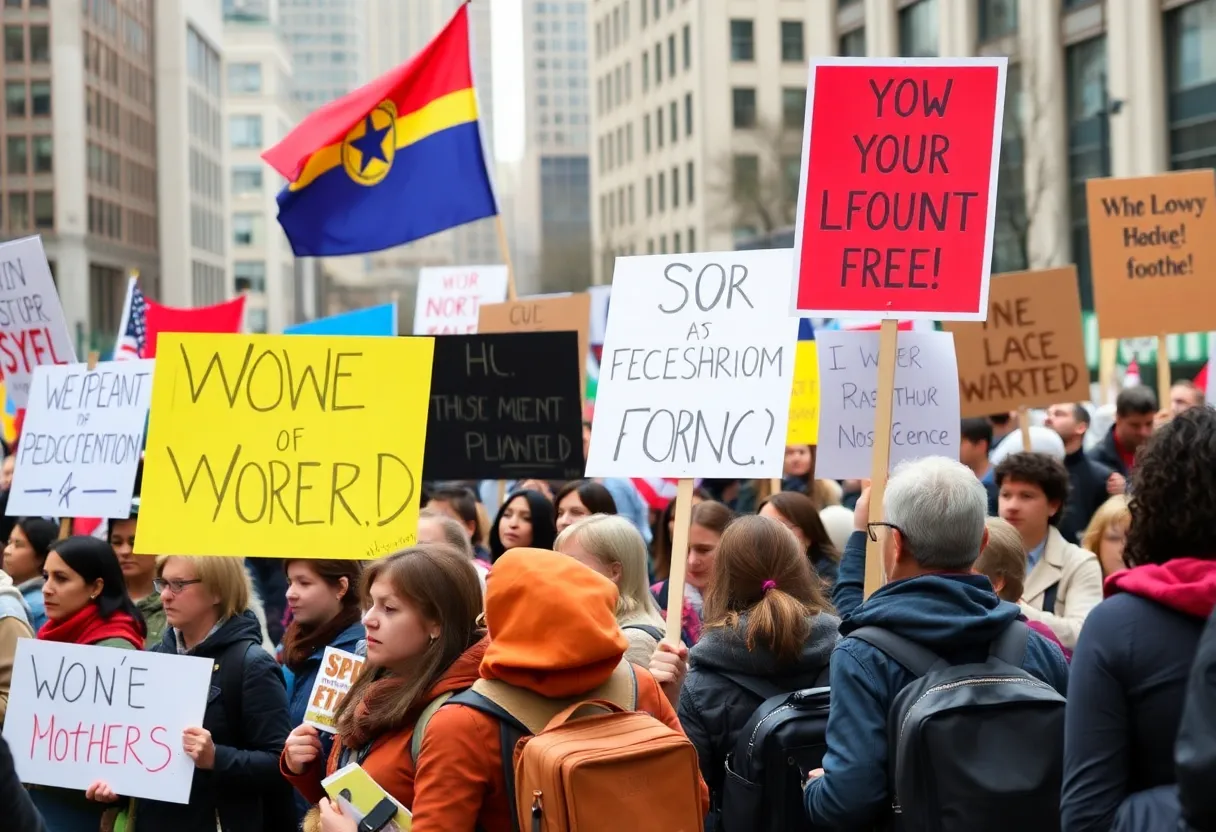 Participants of the Mississippi protests holding signs, symbolizing civic engagement and solidarity.