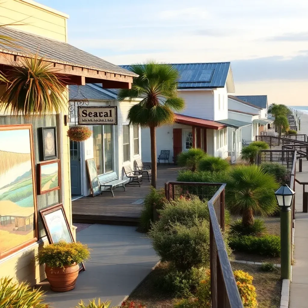 Artistic view of Ocean Springs featuring local galleries and nature.