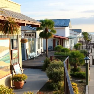 Artistic view of Ocean Springs featuring local galleries and nature.