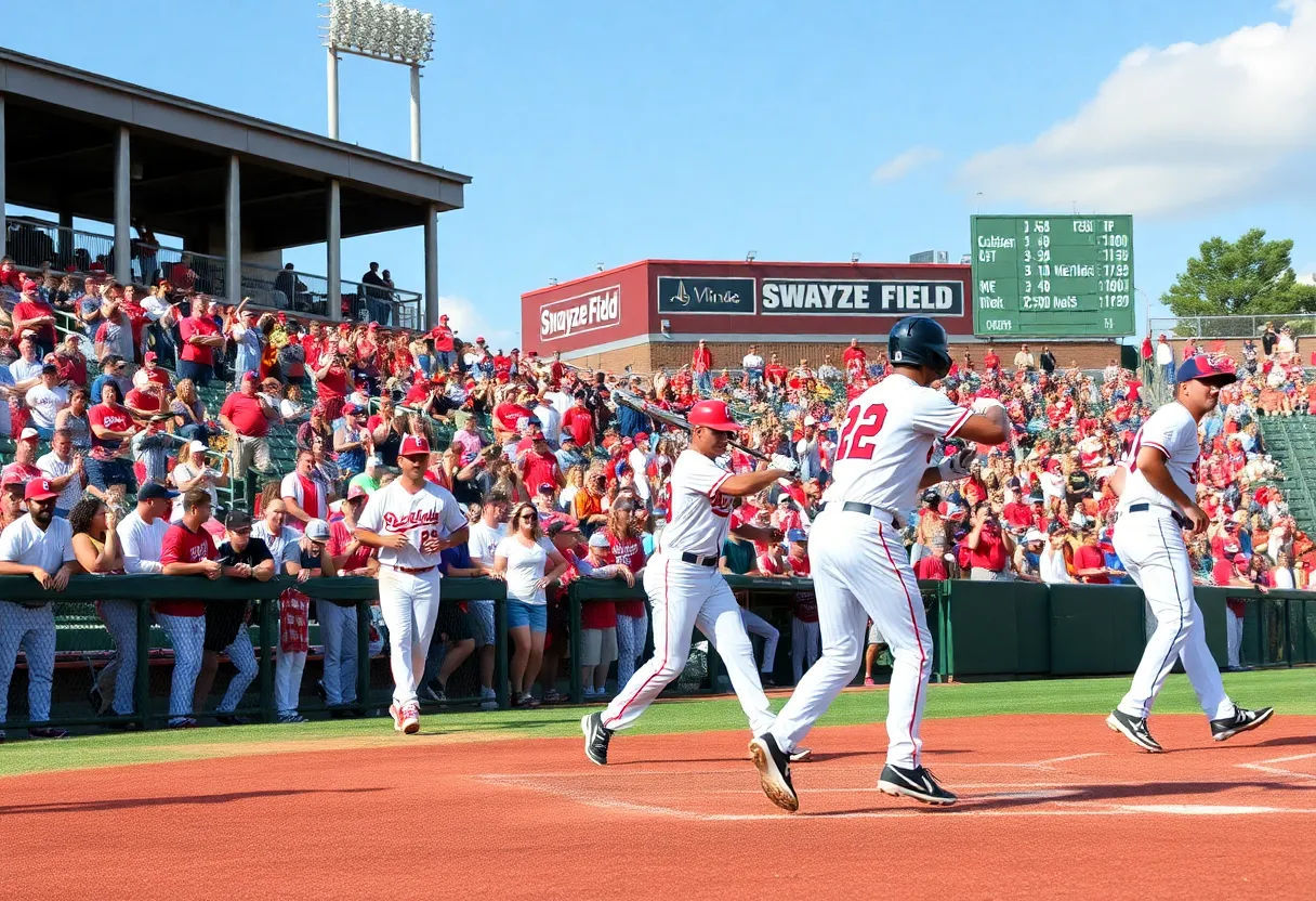 Players from Ole Miss baseball team during scrimmage game at Swayze Field