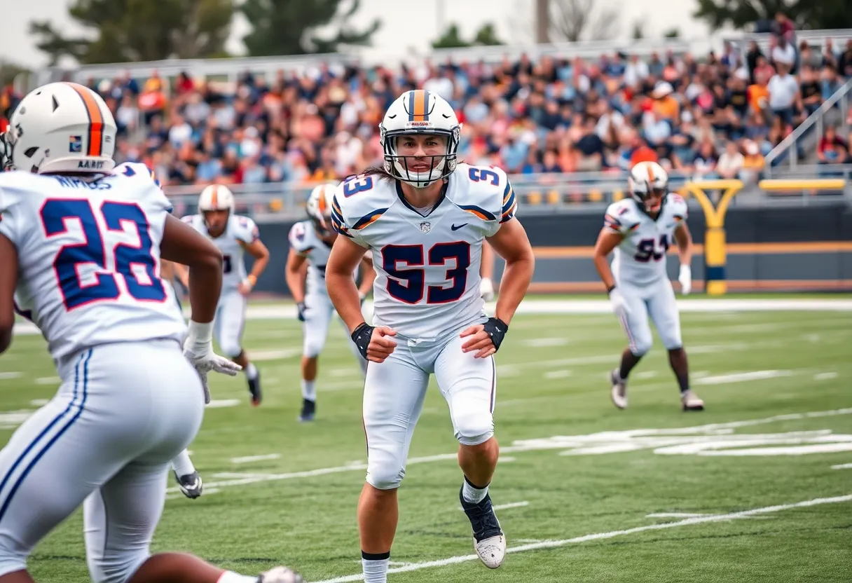 Defensive player from Ole Miss football team on the field