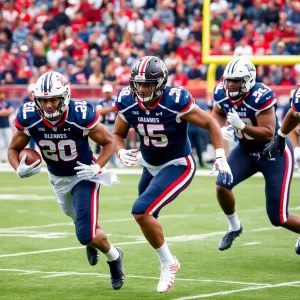Ole Miss Rebels in action during a football game