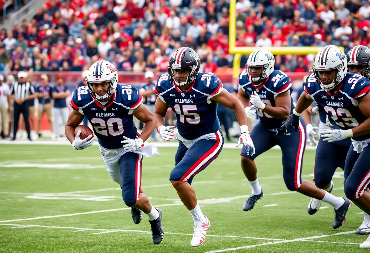 Ole Miss Rebels in action during a football game