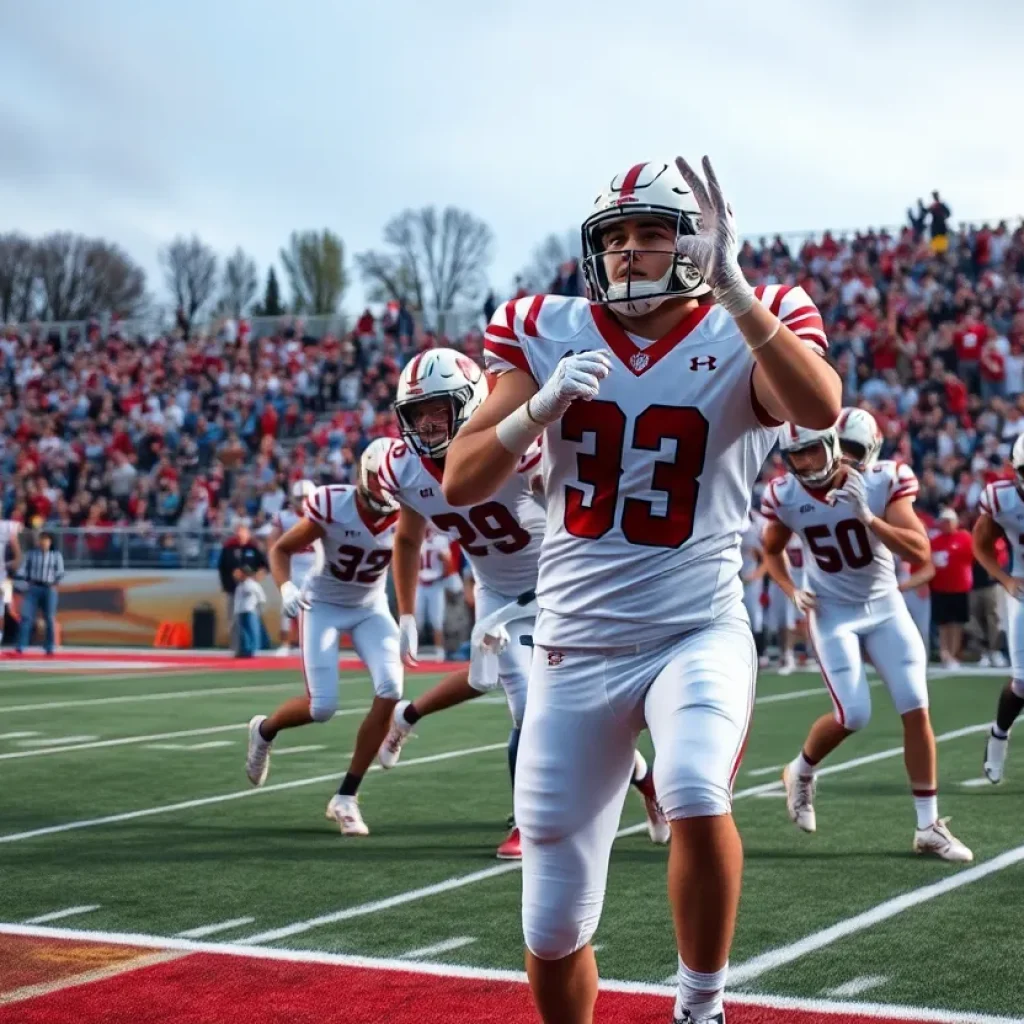 Ole Miss Rebels celebrating their victory against Washington State on the football field.