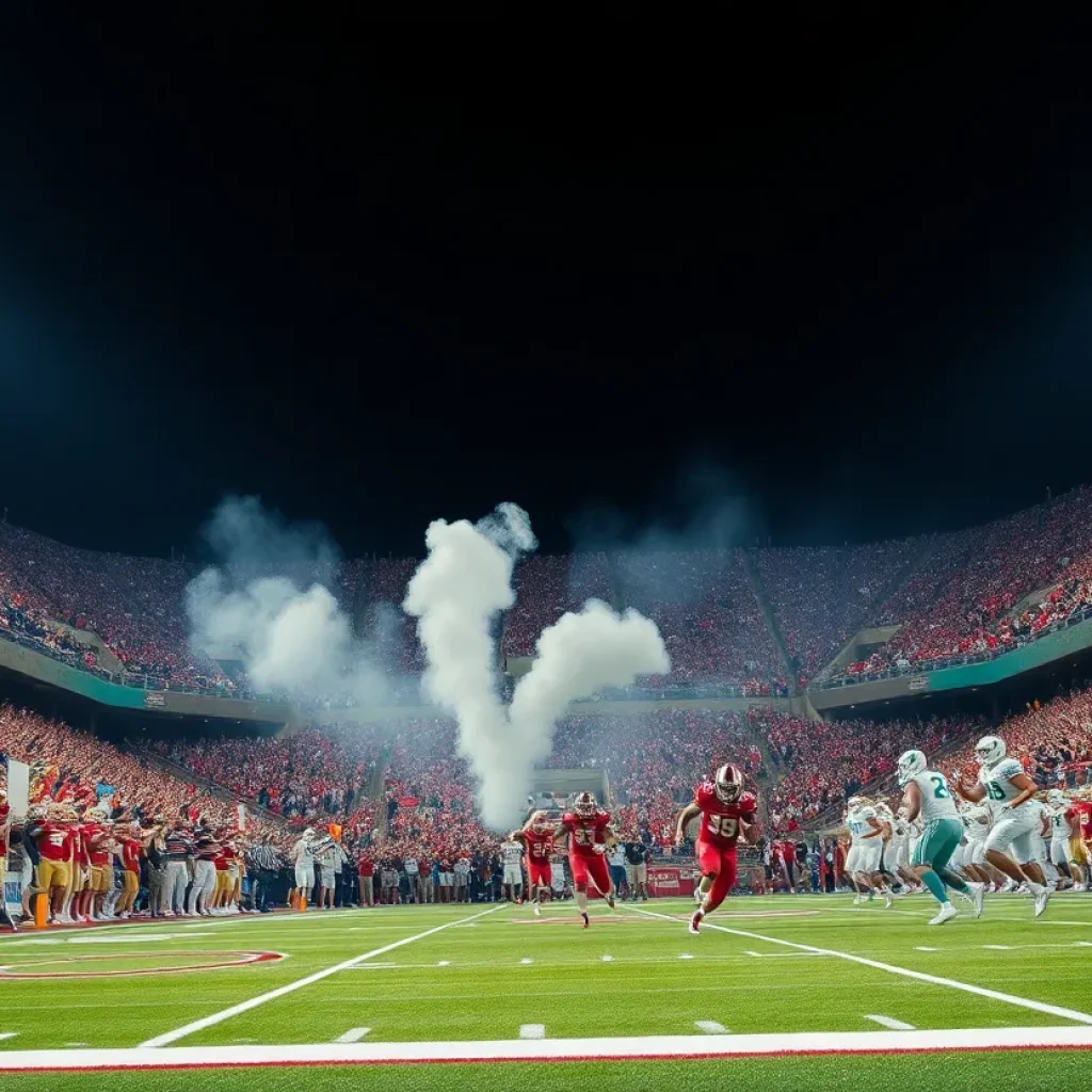 Action shot from Ole Miss football game against Washington State
