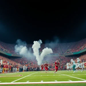Action shot from Ole Miss football game against Washington State