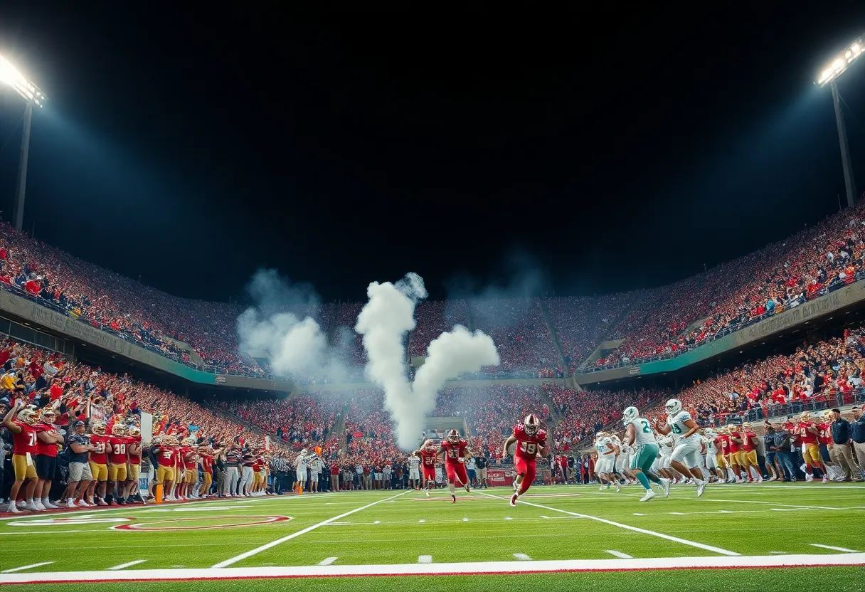 Action shot from Ole Miss football game against Washington State