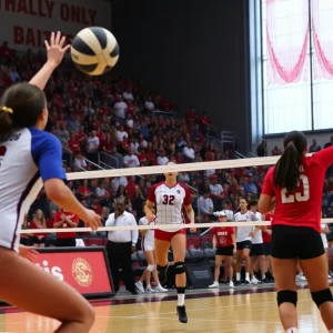 Ole Miss Rebels volleyball team in action during a match