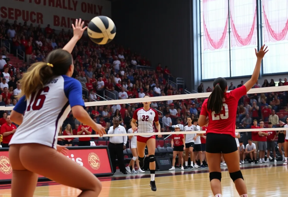 Ole Miss Rebels volleyball team in action during a match