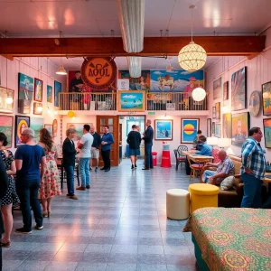 Guests exploring art at One Night Stand event in Oxford