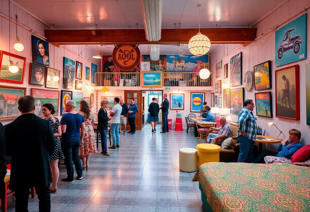 Guests exploring art at One Night Stand event in Oxford