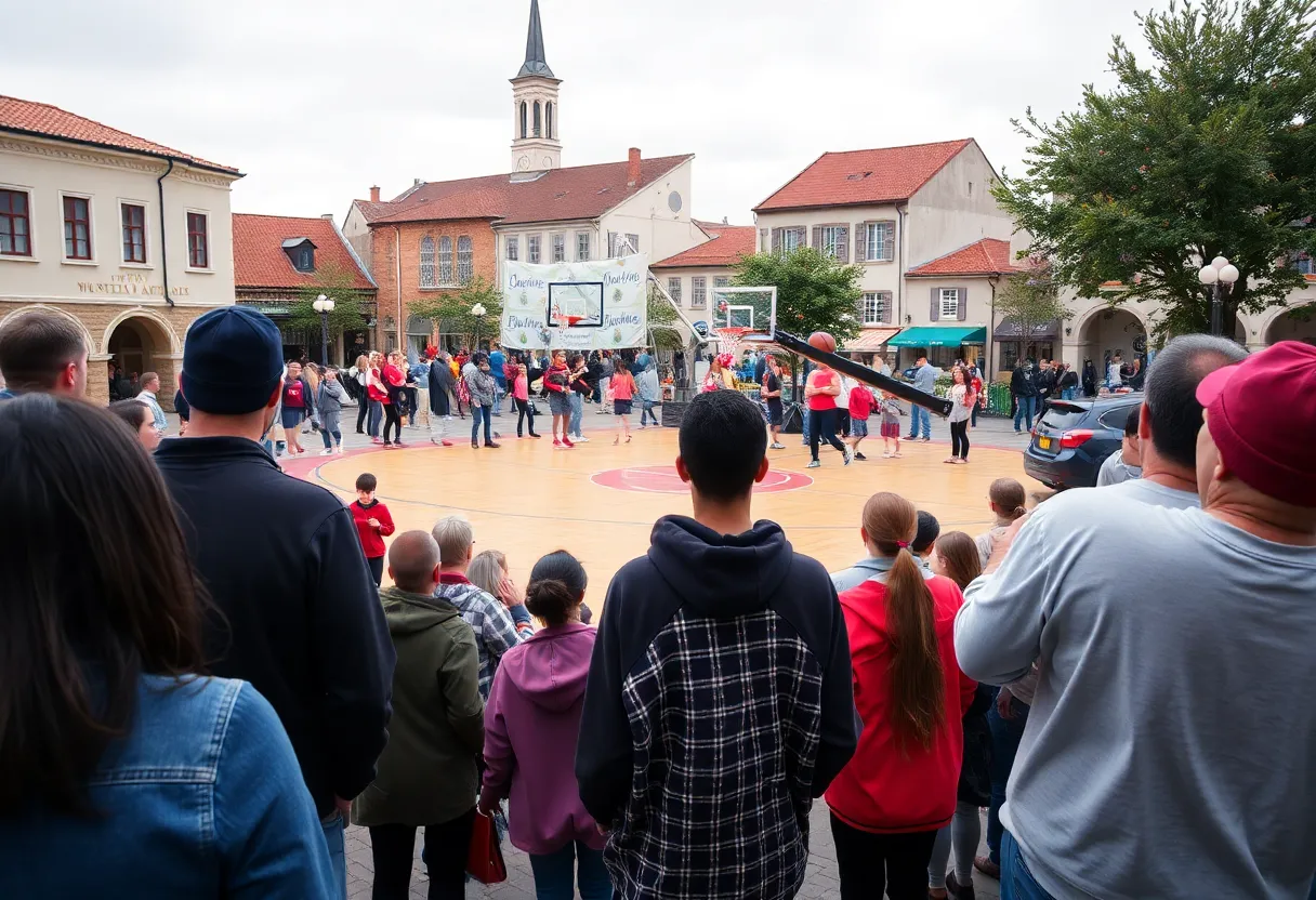 Crowd enjoying the Square Jam basketball event in Oxford