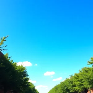 Clear blue skies and greenery in Memphis on a sunny day