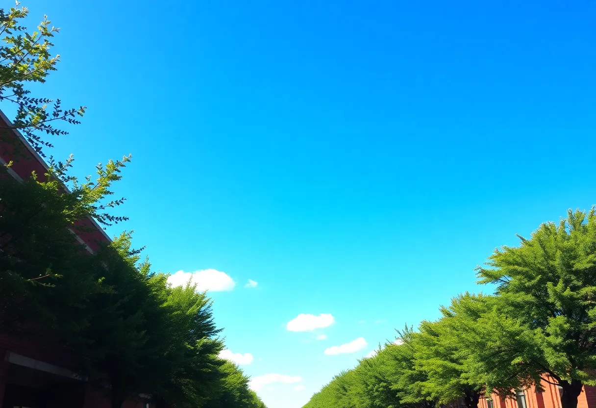 Clear blue skies and greenery in Memphis on a sunny day
