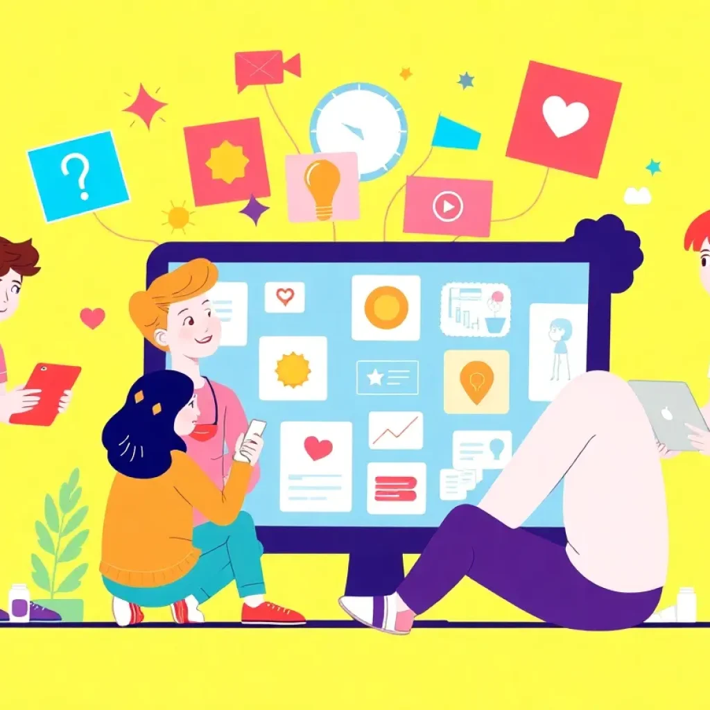 An illustration depicting a safe and positive online environment for young users of the Tribela platform.