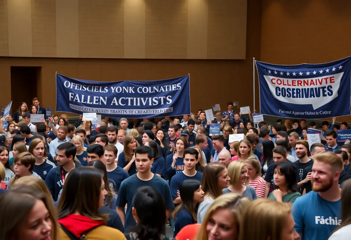 Young conservatives gathering at the Turning Point USA event