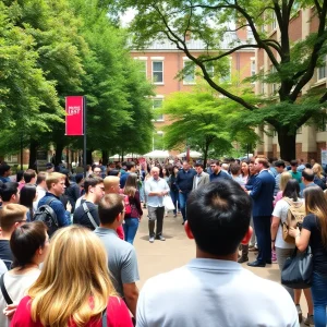 Gathering of students at the Turning Point USA event at the University of Mississippi