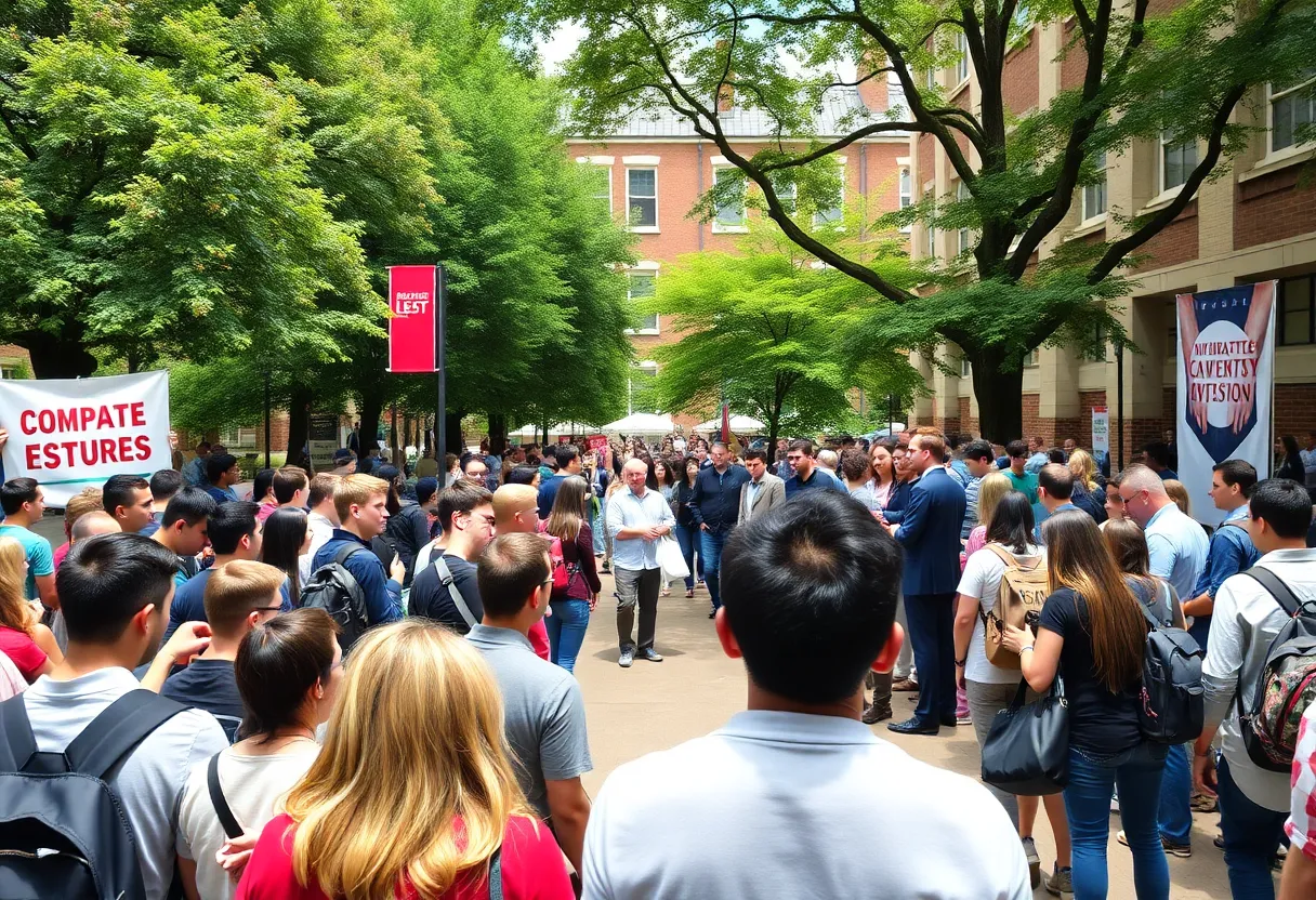 Gathering of students at the Turning Point USA event at the University of Mississippi
