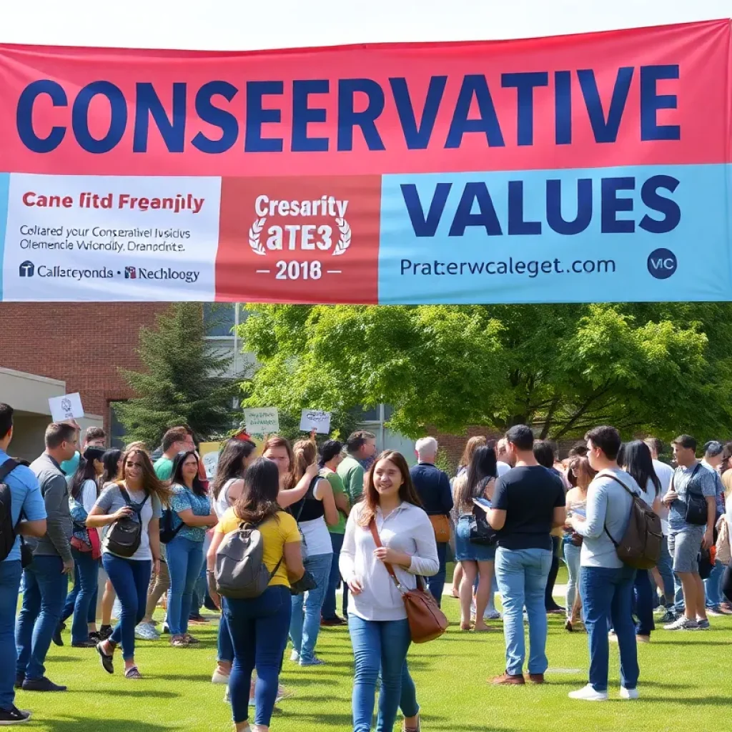 Students gathering at the Turning Point USA event on campus