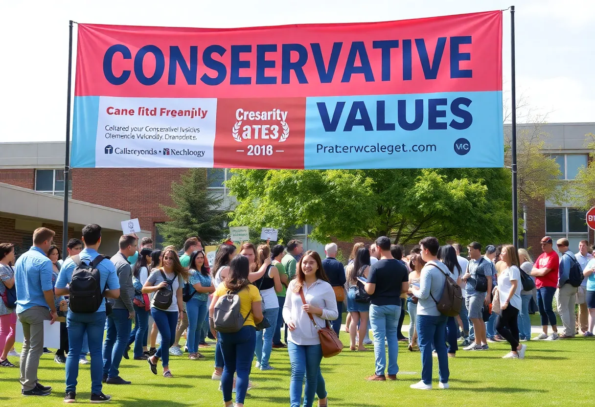 Students gathering at the Turning Point USA event on campus