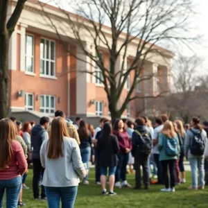 Students gathering at Utah Valley University for support and unity.